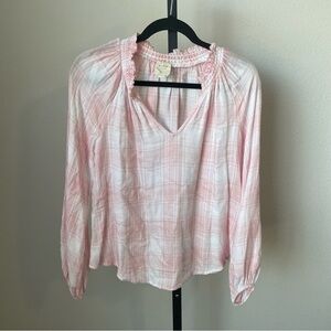 Harper Heritage Pink & White Plaid Blouse Small XS
